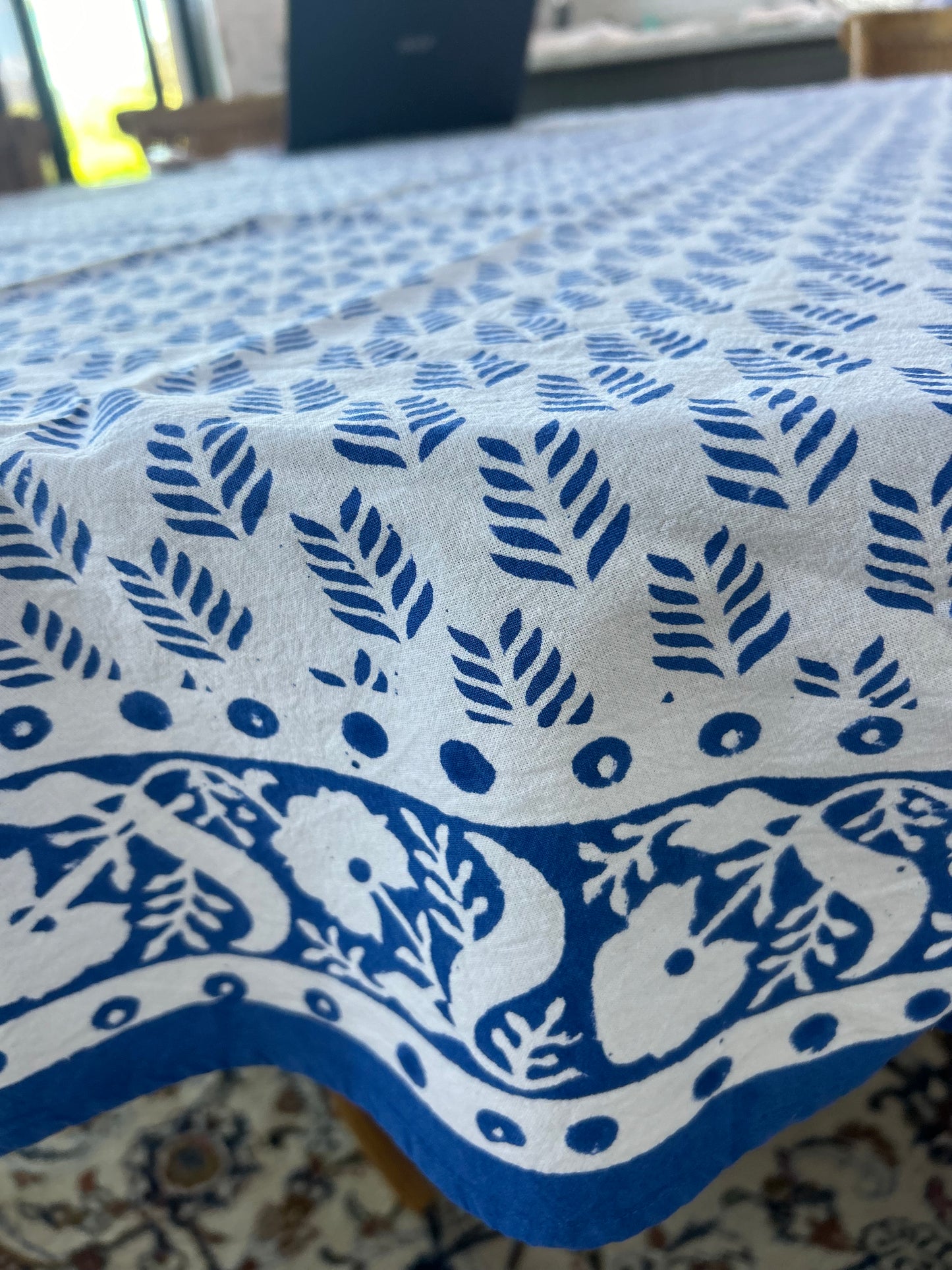 Serena Block Printed Round Table Cloth 170cm