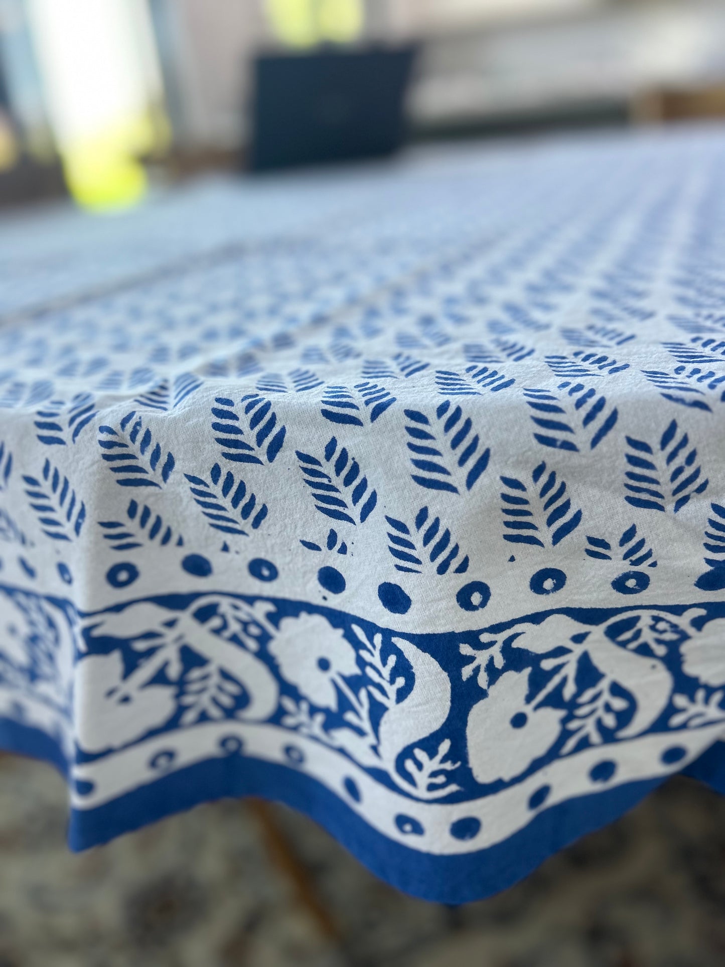 Serena Block Printed Round Table Cloth 170cm