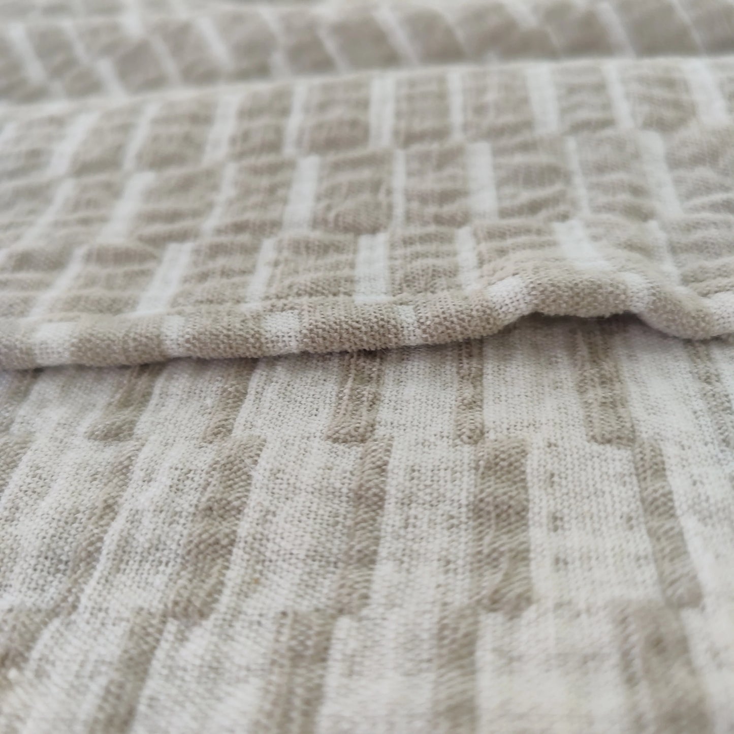 Mosaic Jacquard Double Sided Linen Cotton Throw 150x220cm | Mocha