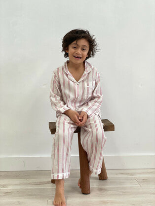 Cameron Red Stripes Boy's Long PJ Set