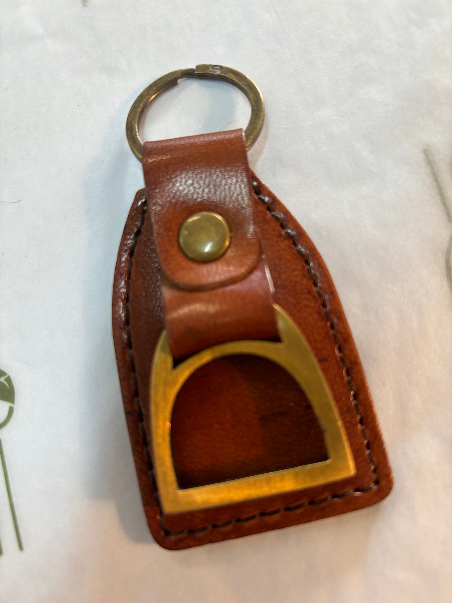 Leather Stirrups Key Ring Tan