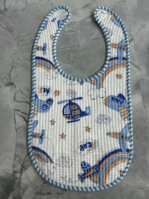 Baby Bib - Block Printed Blue