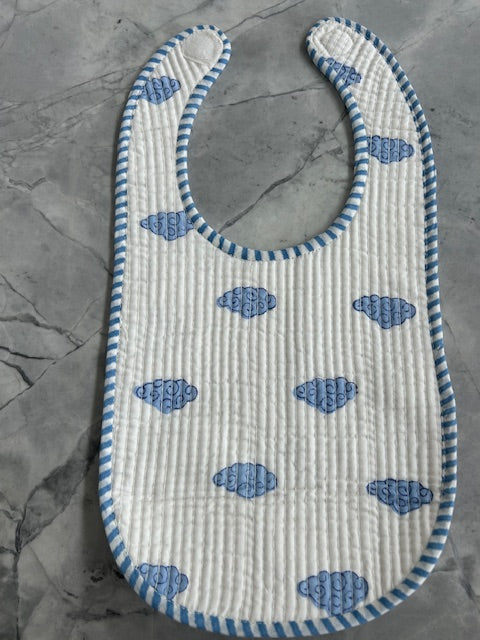 Baby Bib - Block Printed Blue