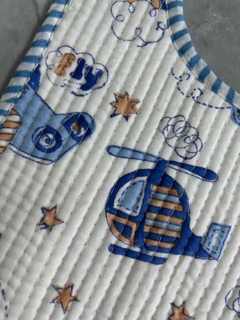 Baby Bib - Block Printed Blue