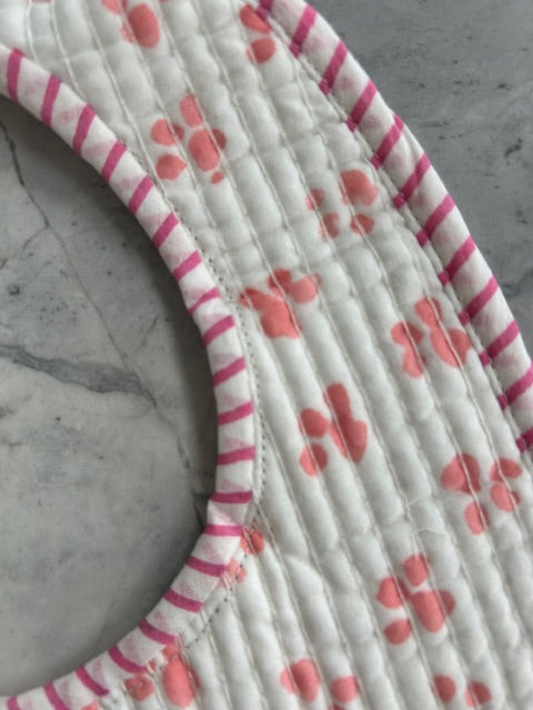 Baby Bib - Block Printed Pink