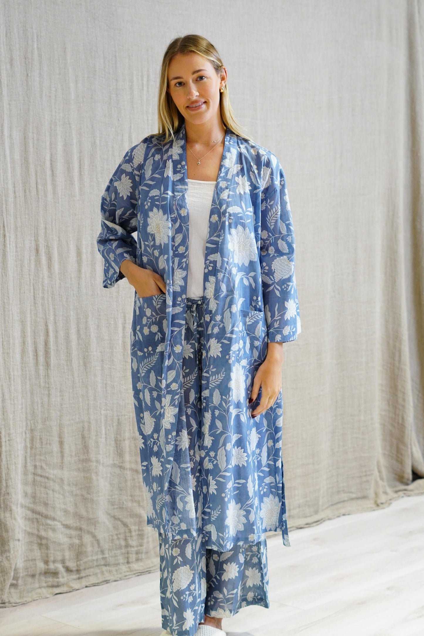 Sky Blue Chrysanthemum Kimono