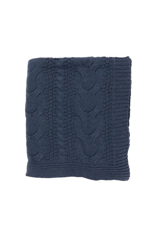 Throw Cable Knit Denim Blue