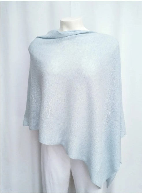 Cashmere Poncho - Pale Blue
