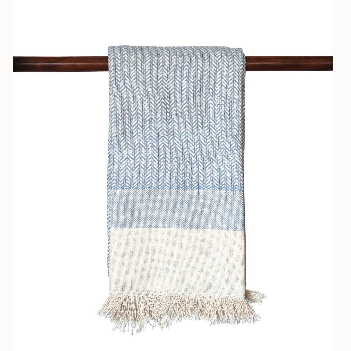 Heavy Cotton Herringbone Throw - Light Blue 130x170cm