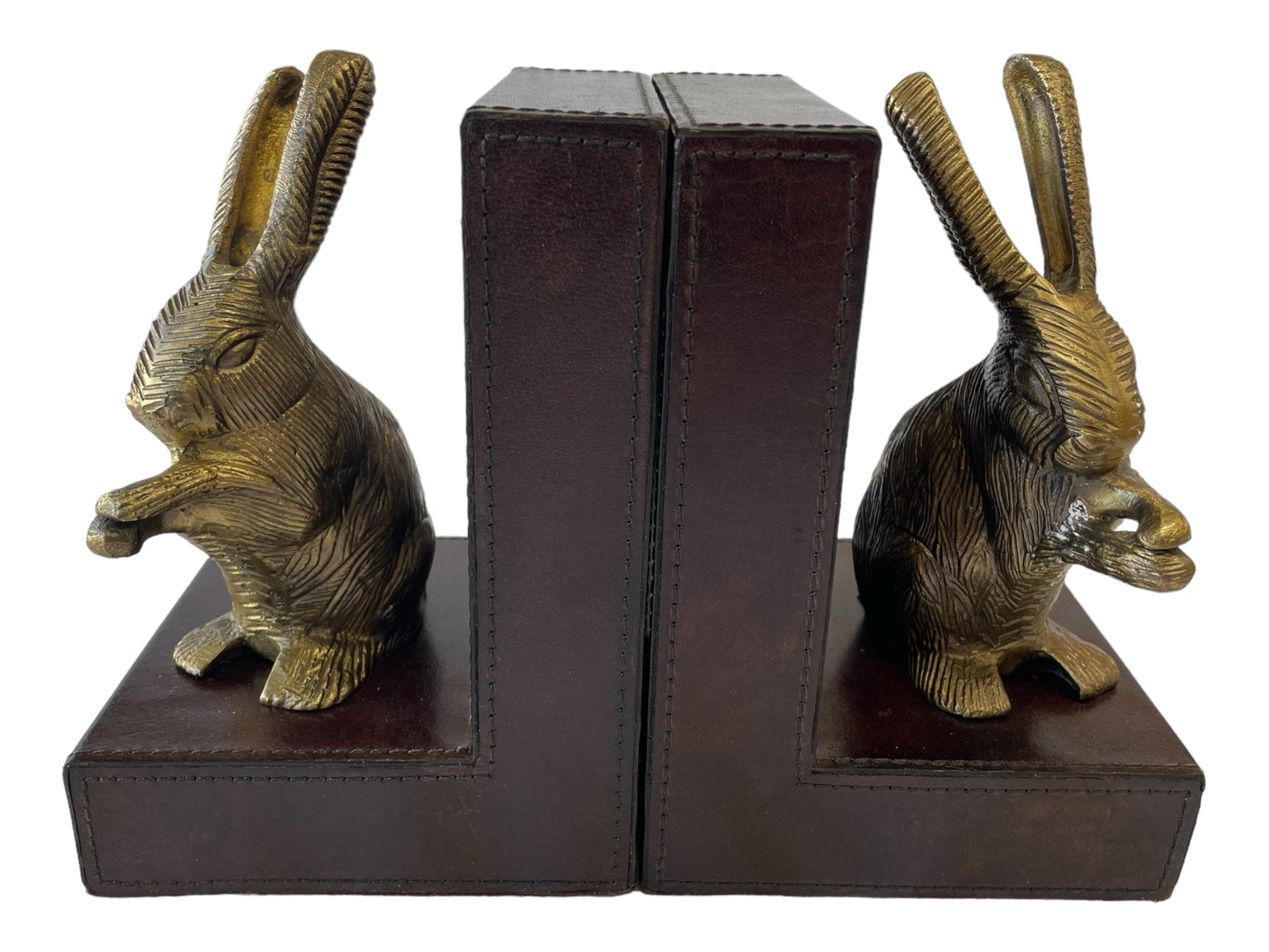 Leather Rabbit Bookends Dark Brown