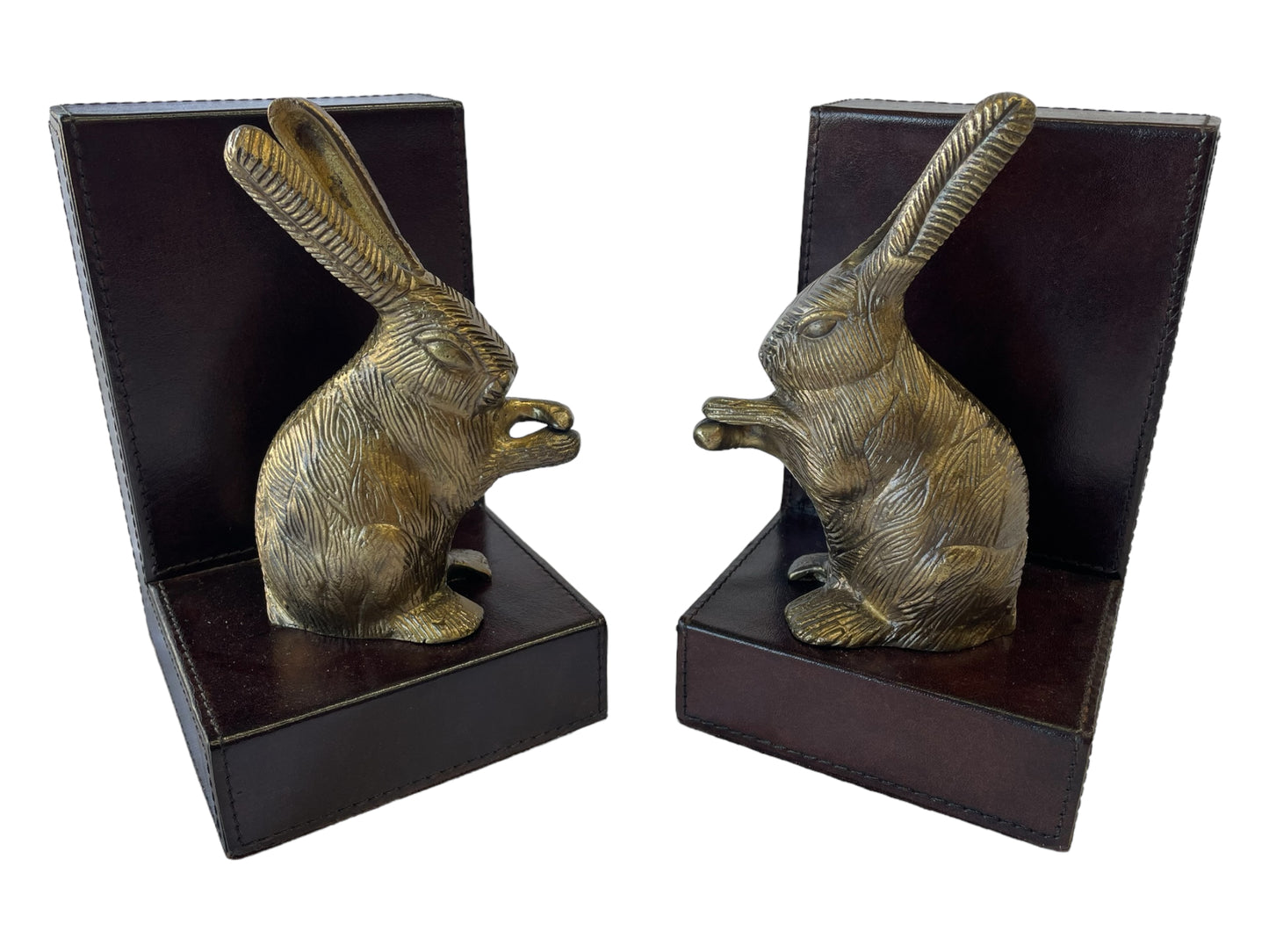 Leather Rabbit Bookends Dark Brown