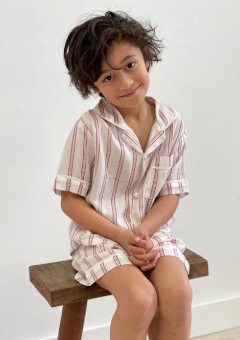 Cameron Red Stripes Boy's Short PJ Set