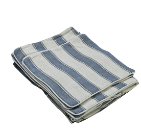 Noosa Hamptons Ottoman with Slip Cover (Blue Sky Stripe)