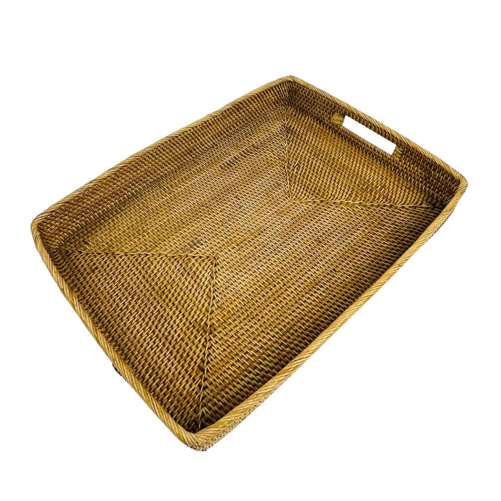 Rattan Tan Rectangular Tray XL