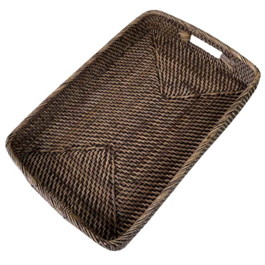 Rattan Brown Rectangular Tray XL