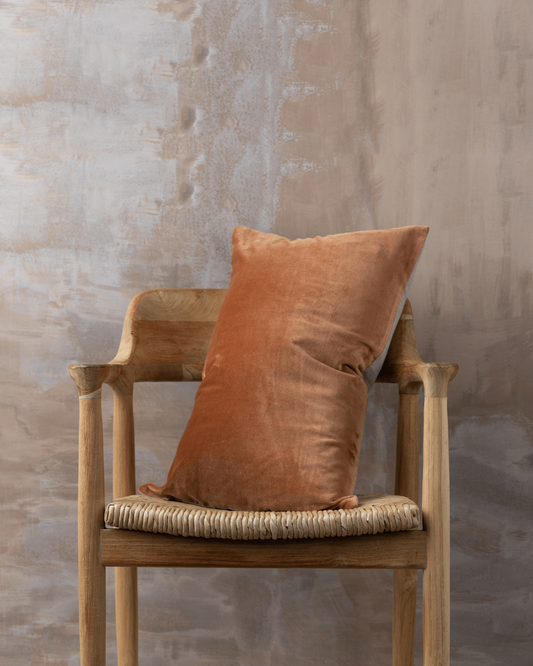 Linen/Velvet Cushion |Terracotta Lumbar 40x60cm
