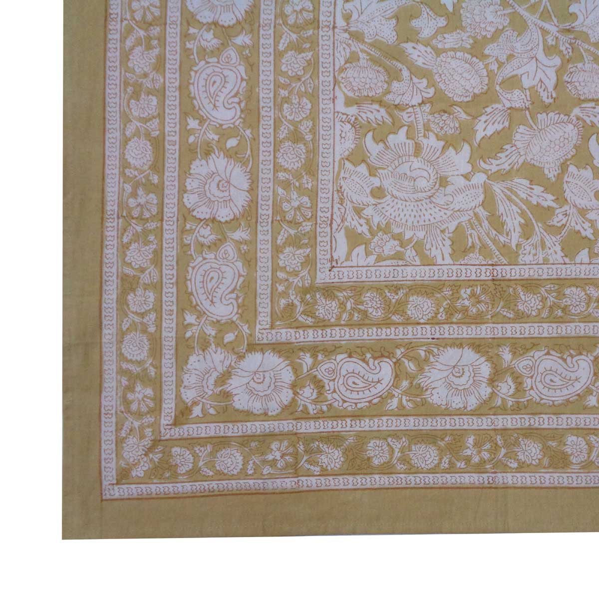 Block Print Square Table Cloth 180cm Amaranth Mustard