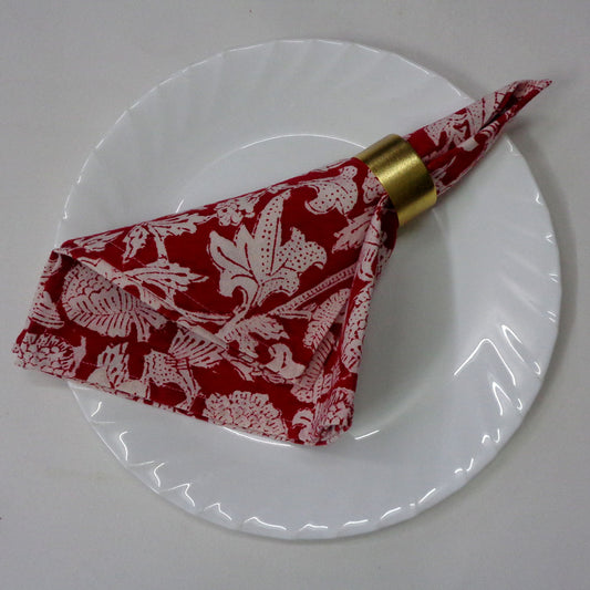 Red White floral Napkin Folded