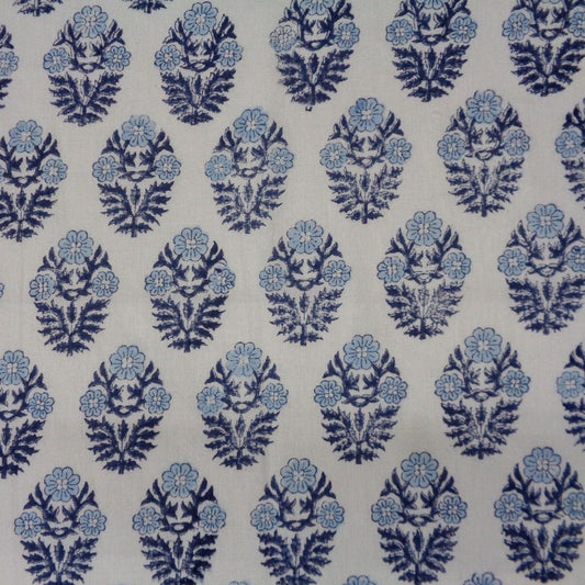 Napkin Block Print Boota Starlight Blue + White (Set/4)