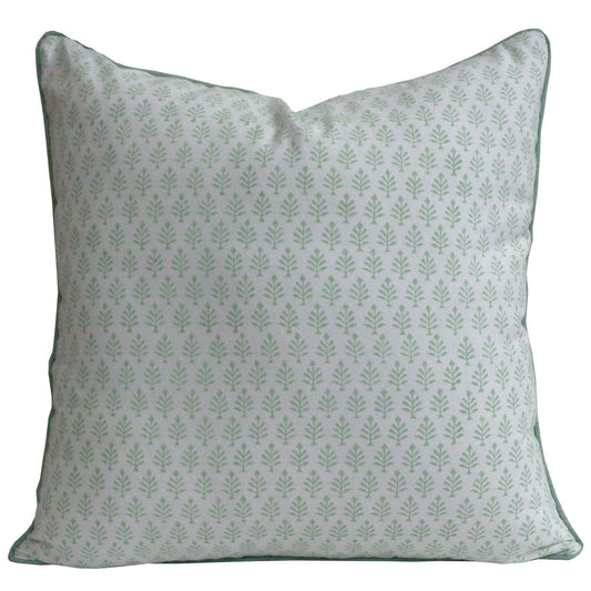 Cushion Block Print Neem Green 50x50