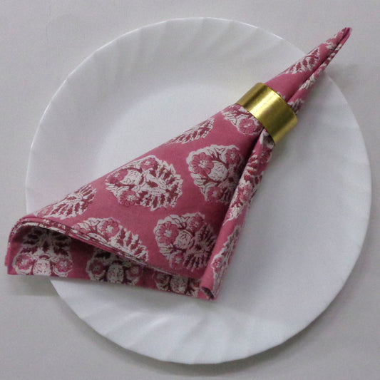 Napkin Block Print Boota Pink (Set/4)