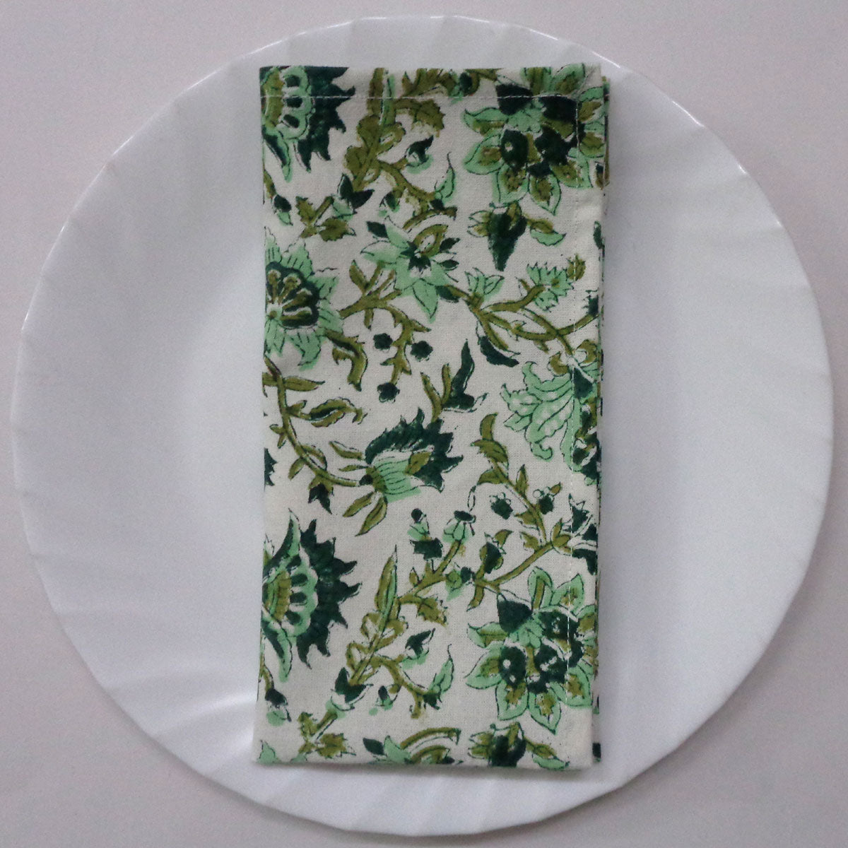 Napkin Block Print Hari Green (Set/4)