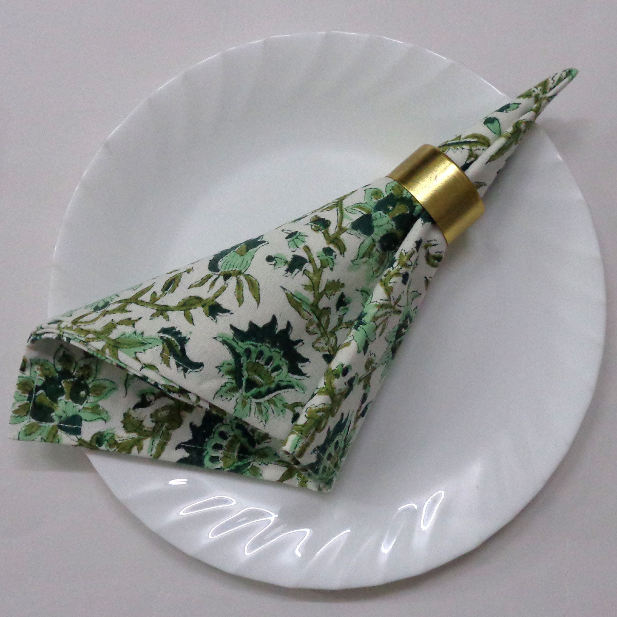 Napkin Block Print Hari Green (Set/4)