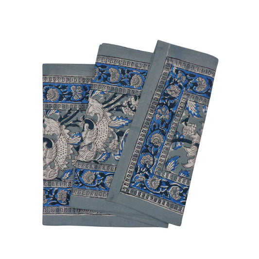 Table Runner(Long) Block Printed Amarnath Grey 170x33cm