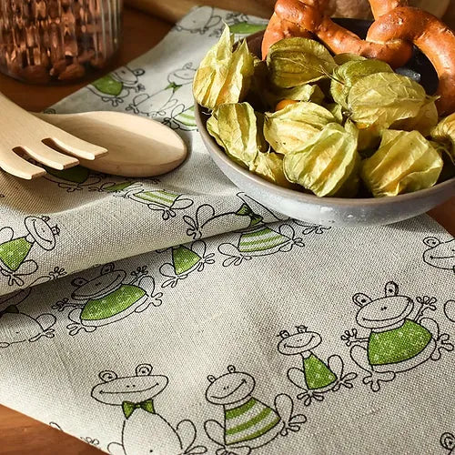 Green Frogs Tea Towel