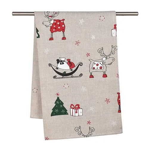 Christmas Reindeer with Sleigh Tea Towel