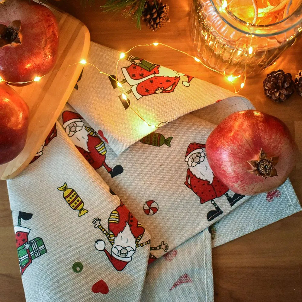 Christmas Santa Candy Tea Towel