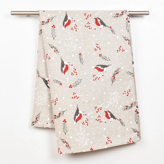 Christmas Red Robin Tea Towel