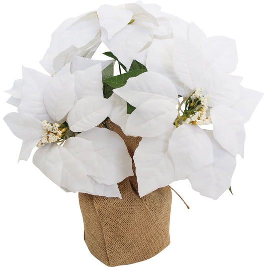 Faux Poinsettia White Large