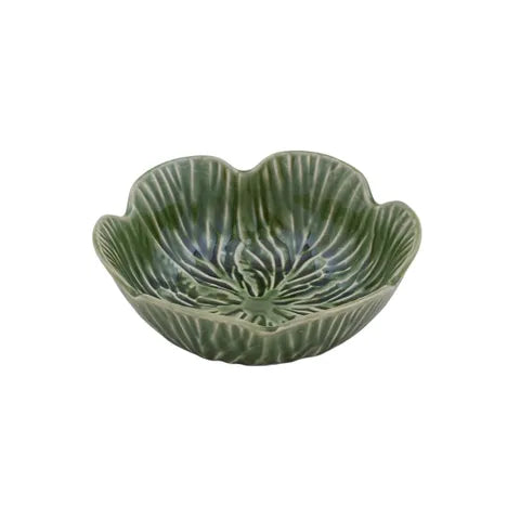 Green cabbage leaf ceramic bowl | Medium