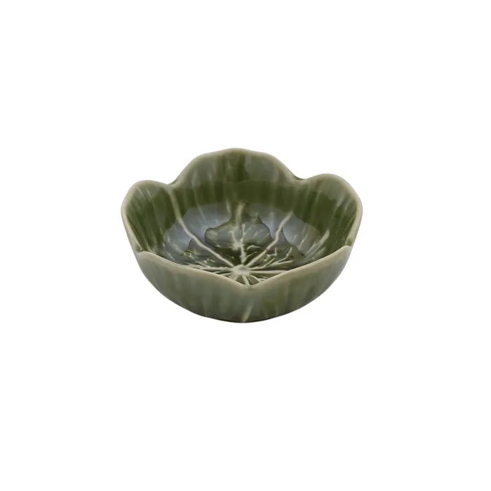 Green cabbage leaf ceramic bowl | Small