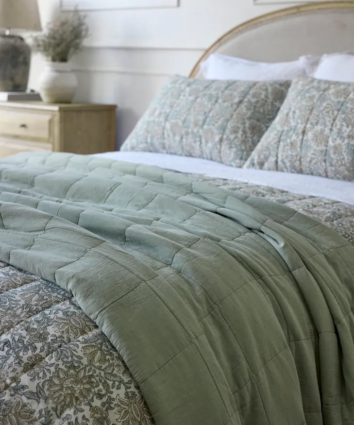 Freya Quilt Sage Green Large 240x265cm