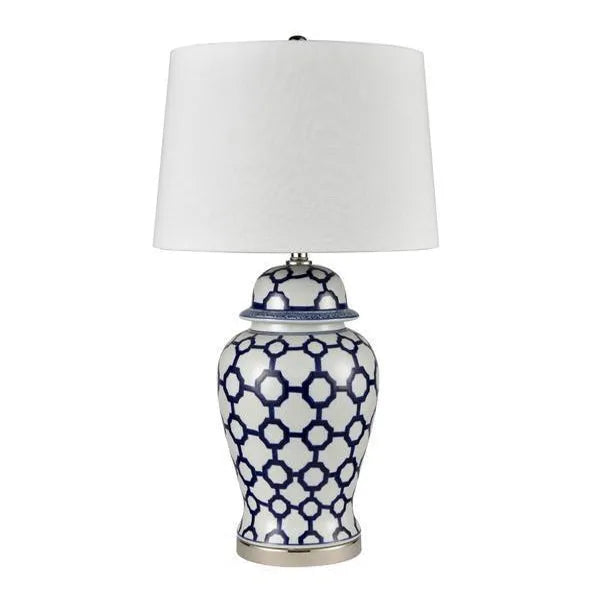 Lamp Lucca Jar Shaped Blue & White