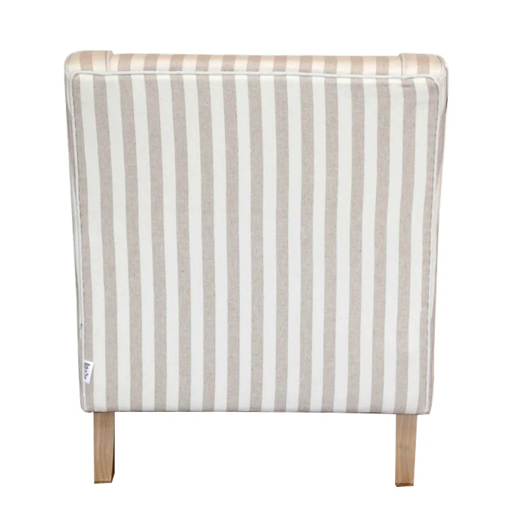 BONDI HAMPTONS ARMCHAIR NATURAL STRIPE W/WHITE PIPING