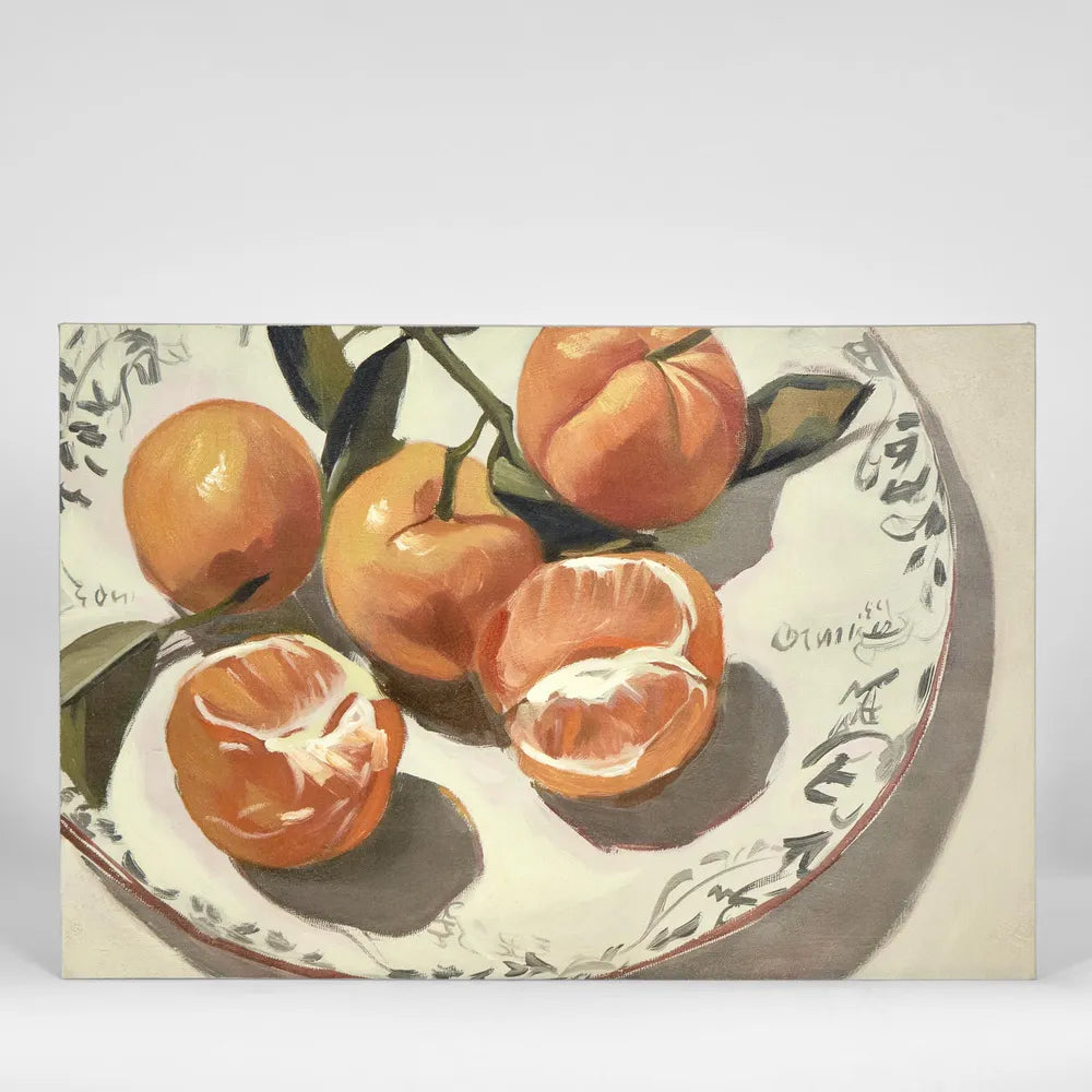 Peeled Oranges On A Plate Print