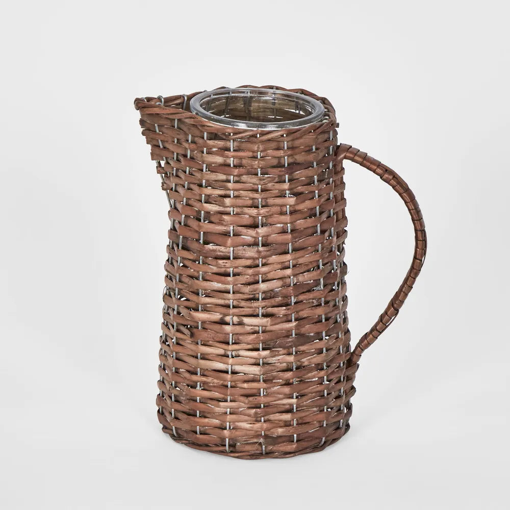 Wicker Jug With Glass Insert S