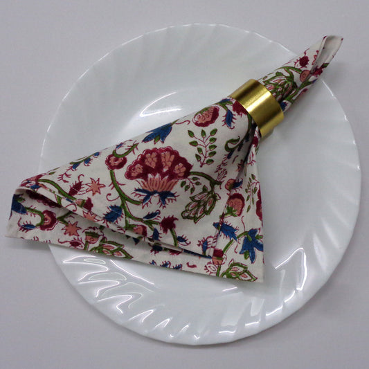 Hand Block Printed Cotton Napkin Genda Bale Set/4