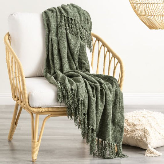 Renee Taylor Greenlake  Newland Polyester Chenille Throw  130 X 170 Cms