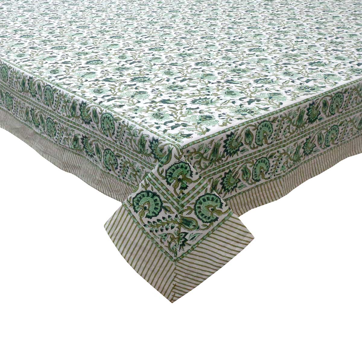 Block Print Square Table Cloth 220cm Hari Green