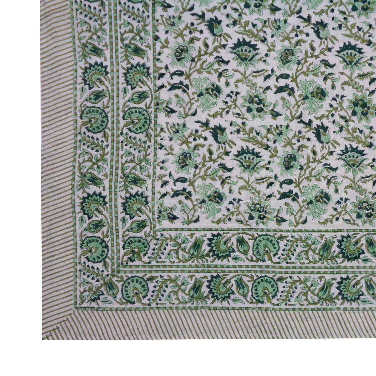 Block Print Square Table Cloth 220cm Hari Green