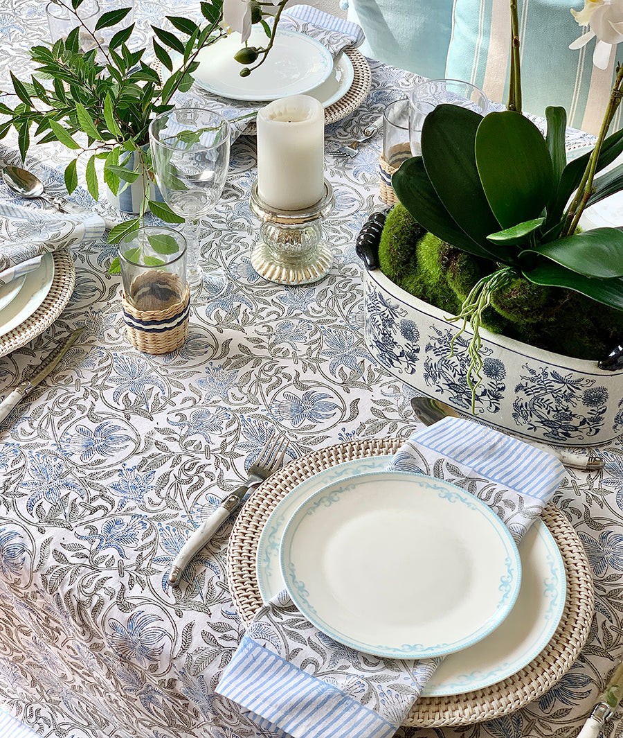 Table Cloth Art Deco Powder Blue