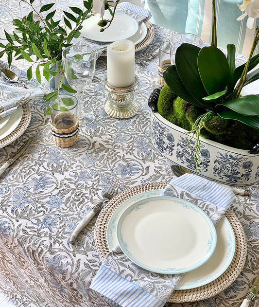 Table Cloth Art Deco Powder Blue