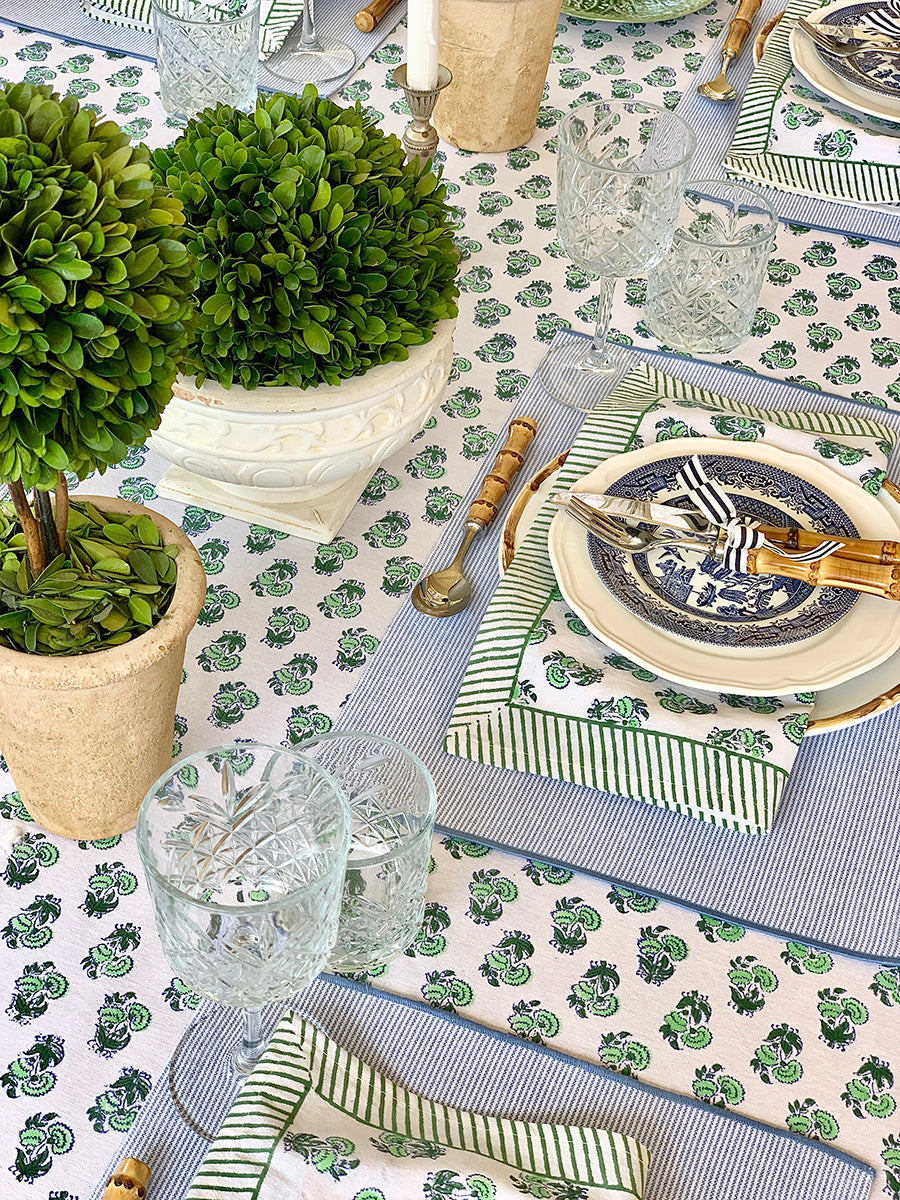 Napkin Green & White Marigold (Set/4)