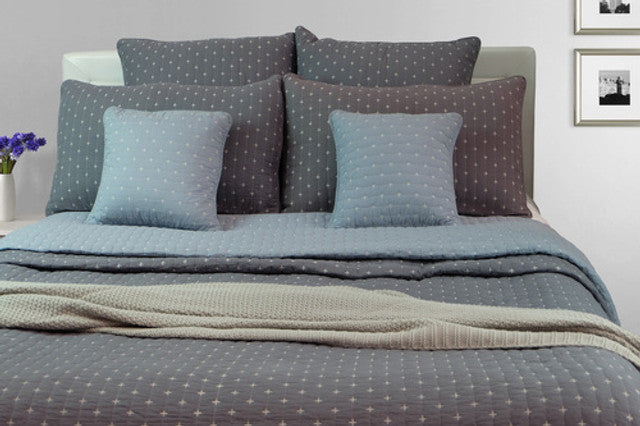 Cross Inspired Light Blue Quilt Bedspread Set