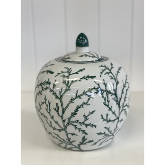 Ceramic Green & White Pumpkin Jar 20cm