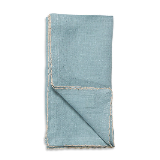 NAPKIN SET/4 AZURE PATINA SCALLOPED